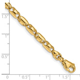 14K 24 inch 4.1mm Fancy Barrel Link with Fancy Lobster Clasp Chain